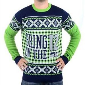 🎉NFL Ugly Holiday Seattle Seahawks Sweater, Men’s Size M, Blue/Green/Whi…
